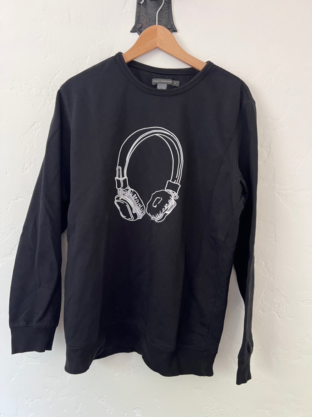French Connection Black Headphones Graphic Sweatshirt - Unbranded